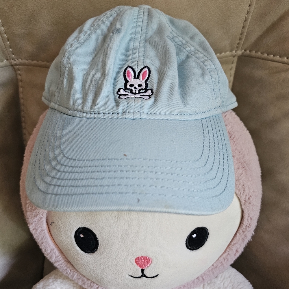 Psycho Bunny Baby Blue Embroidered Bunny On A Front Cap Baseball Hat OS‎